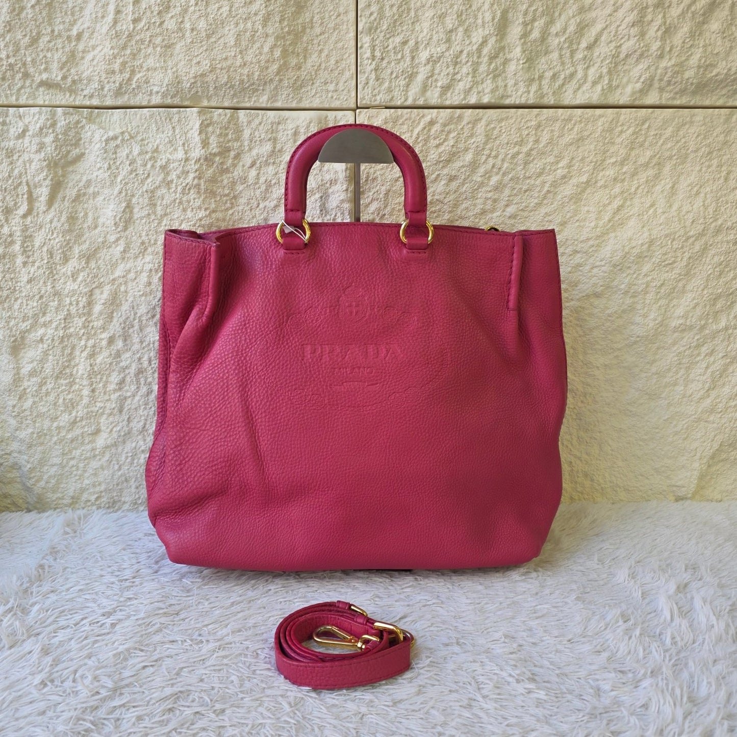 Prada 2Way Leather Tote Bag Pink (Pre-Owned)