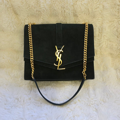 Saint Laurent Cassandra Leather and Suede Chain Shoulder Bag (Pre-Owned)