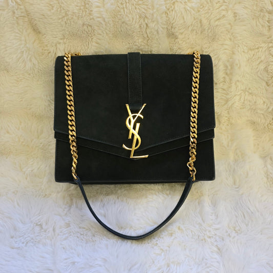 Saint Laurent Cassandra Leather and Suede Chain Shoulder Bag (Pre-Owned)