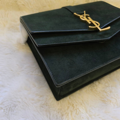 Saint Laurent Cassandra Leather and Suede Chain Shoulder Bag (Pre-Owned)