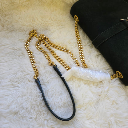 Saint Laurent Cassandra Leather and Suede Chain Shoulder Bag (Pre-Owned)