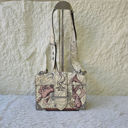 Prada Cahier Rabbit Print Leather Shoulder Bag (Pre-Owned)