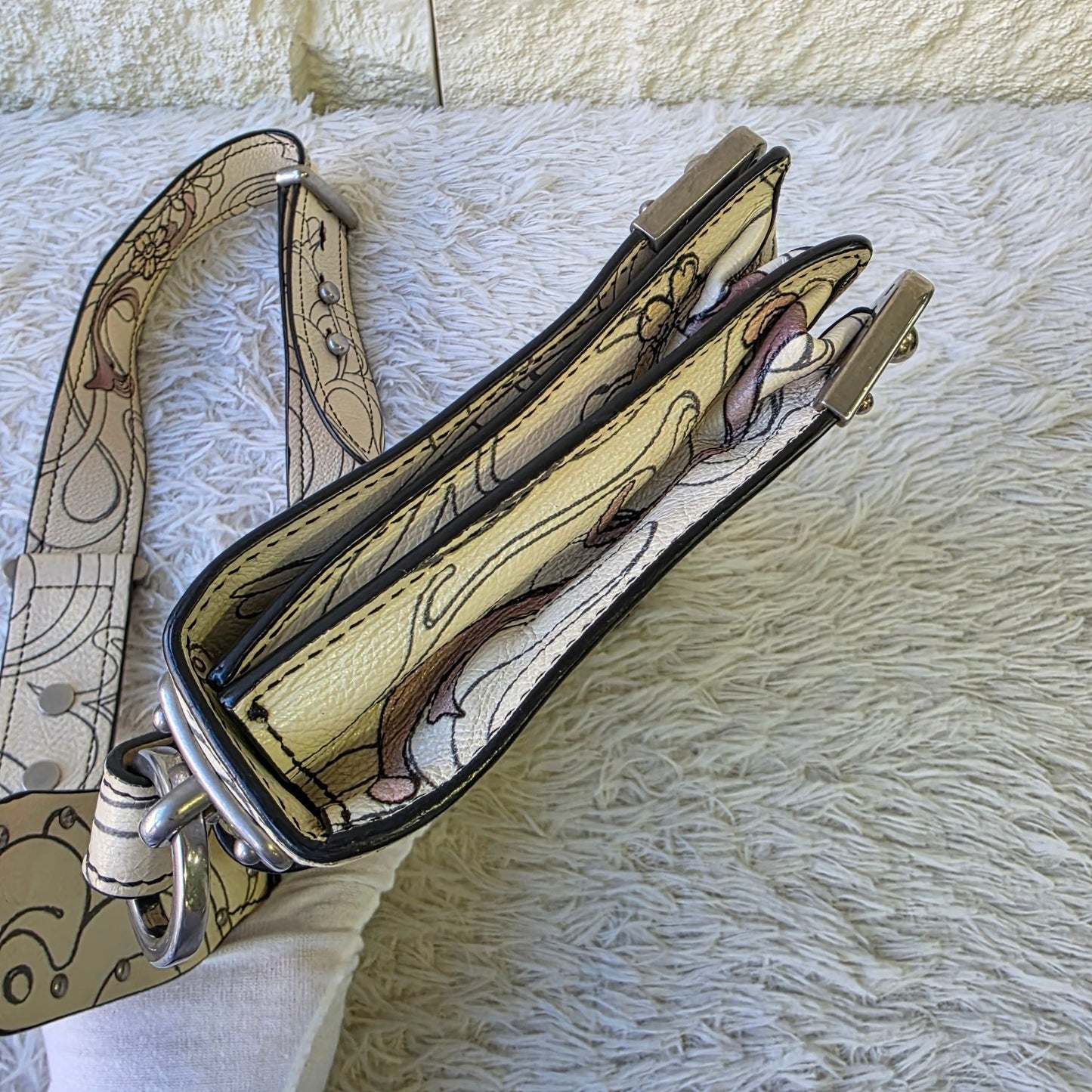Prada Cahier Rabbit Print Leather Shoulder Bag (Pre-Owned)
