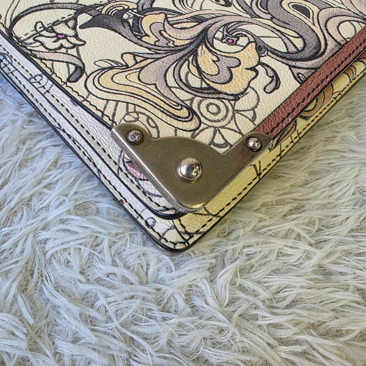 Prada Cahier Rabbit Print Leather Shoulder Bag (Pre-Owned)