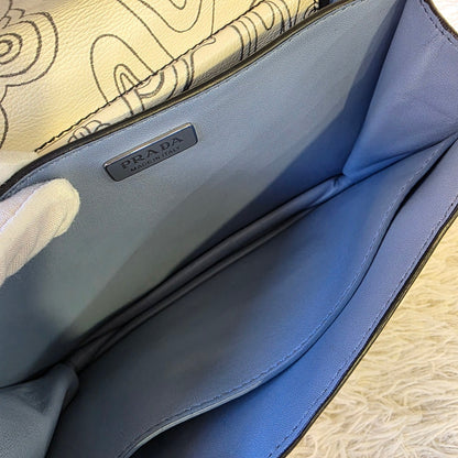 Prada Cahier Rabbit Print Leather Shoulder Bag (Pre-Owned)
