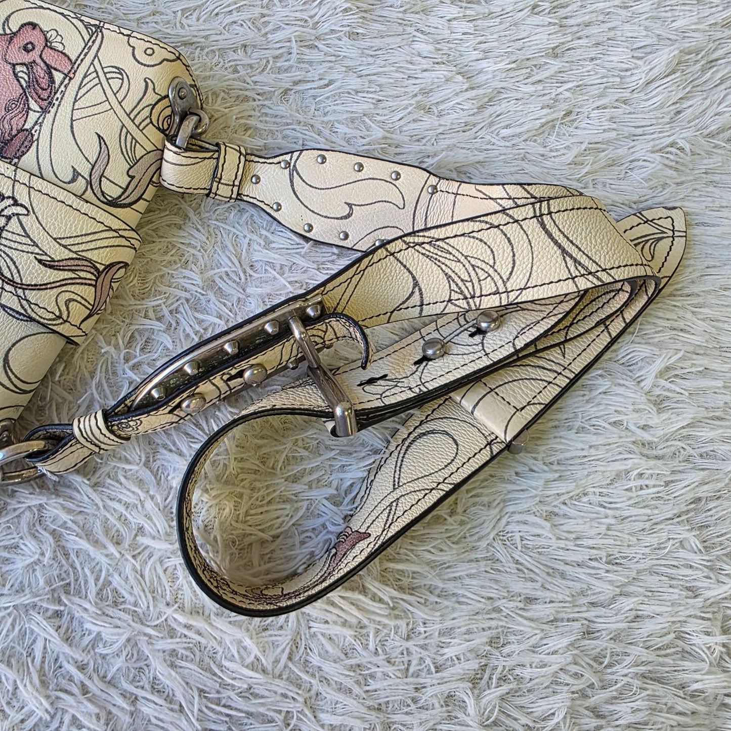 Prada Cahier Rabbit Print Leather Shoulder Bag (Pre-Owned)