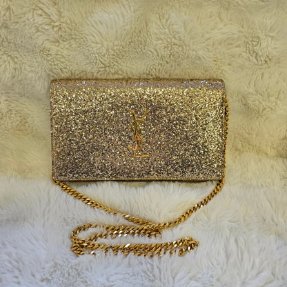 Saint Laurent Kate Glitter Chain Wallet (Pre-Owned)