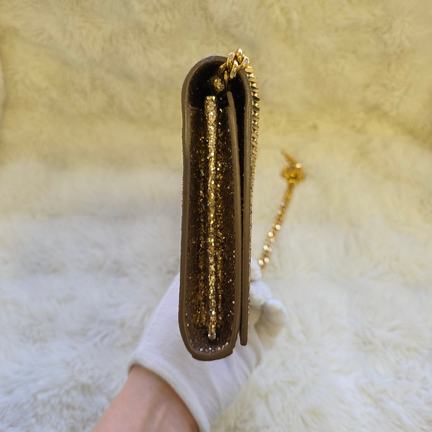 Saint Laurent Kate Glitter Chain Wallet (Pre-Owned)