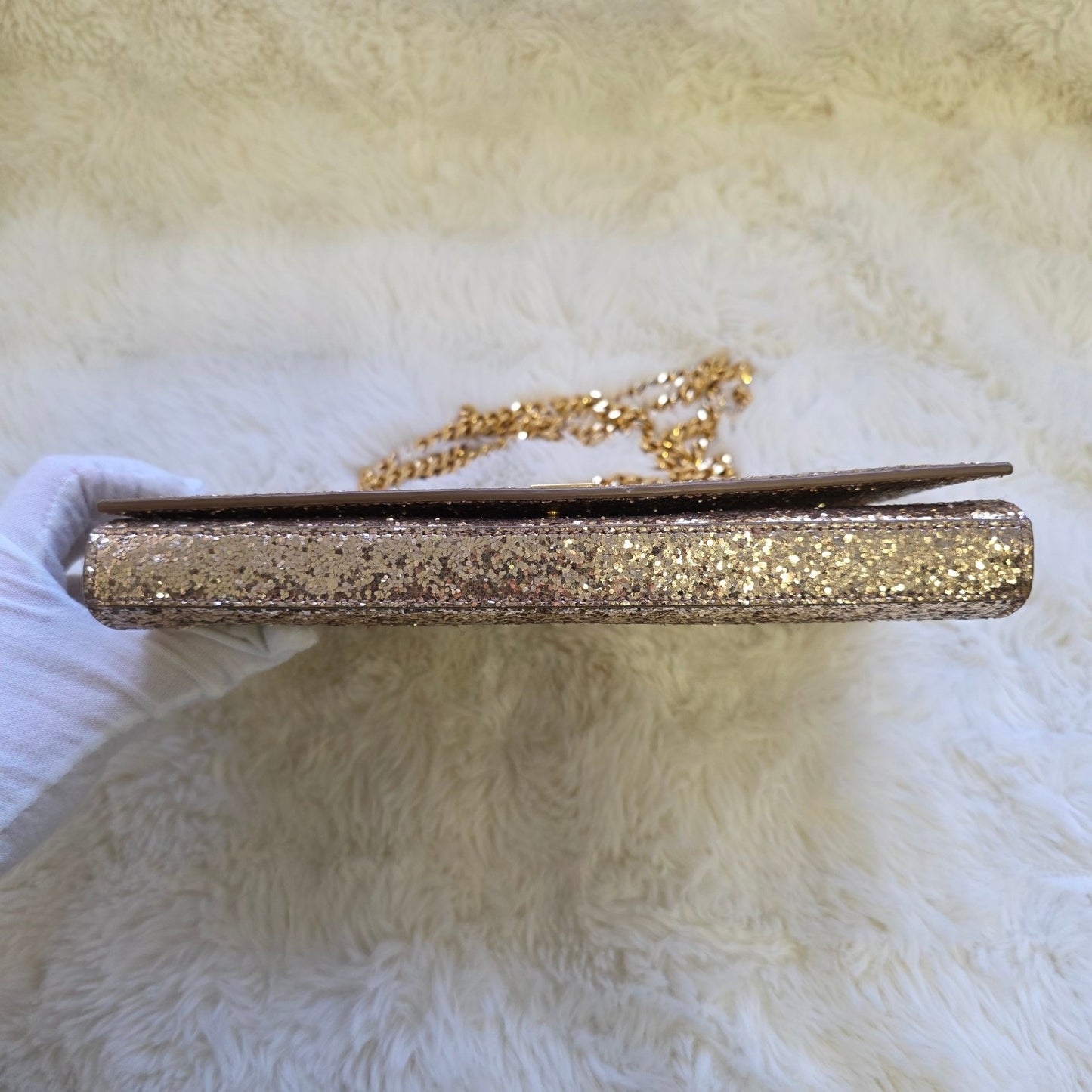 Saint Laurent Kate Glitter Chain Wallet (Pre-Owned)