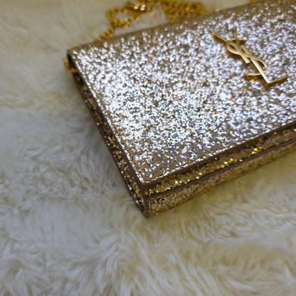 Saint Laurent Kate Glitter Chain Wallet (Pre-Owned)
