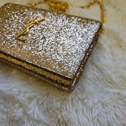 Saint Laurent Kate Glitter Chain Wallet (Pre-Owned)