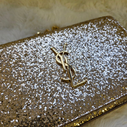 Saint Laurent Kate Glitter Chain Wallet (Pre-Owned)