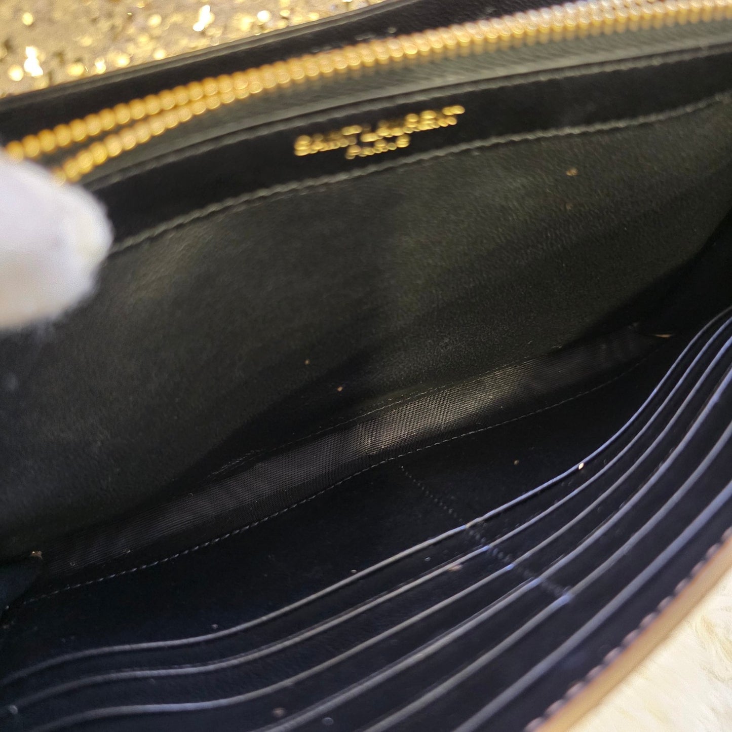 Saint Laurent Kate Glitter Chain Wallet (Pre-Owned)