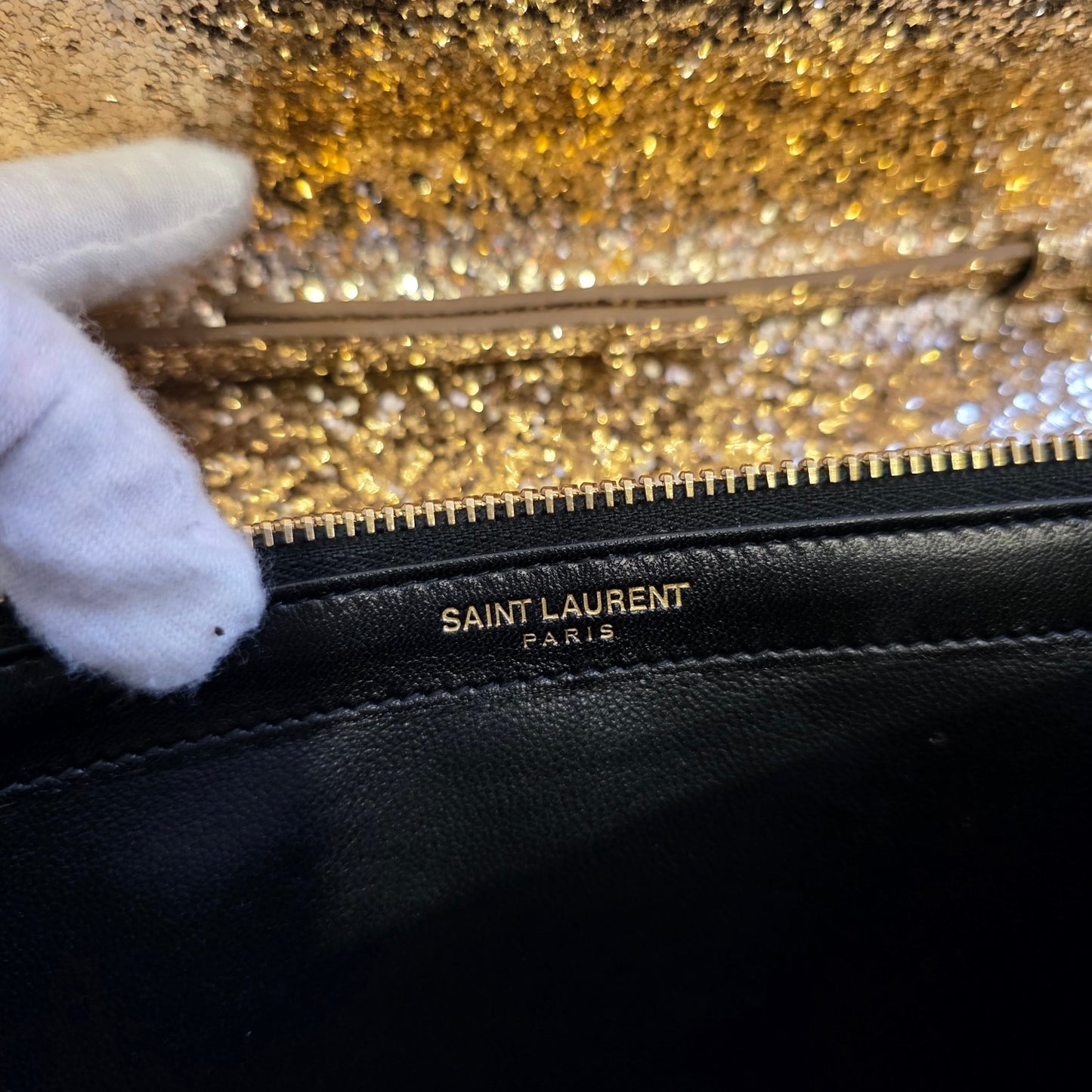 Saint Laurent Kate Glitter Chain Wallet (Pre-Owned)