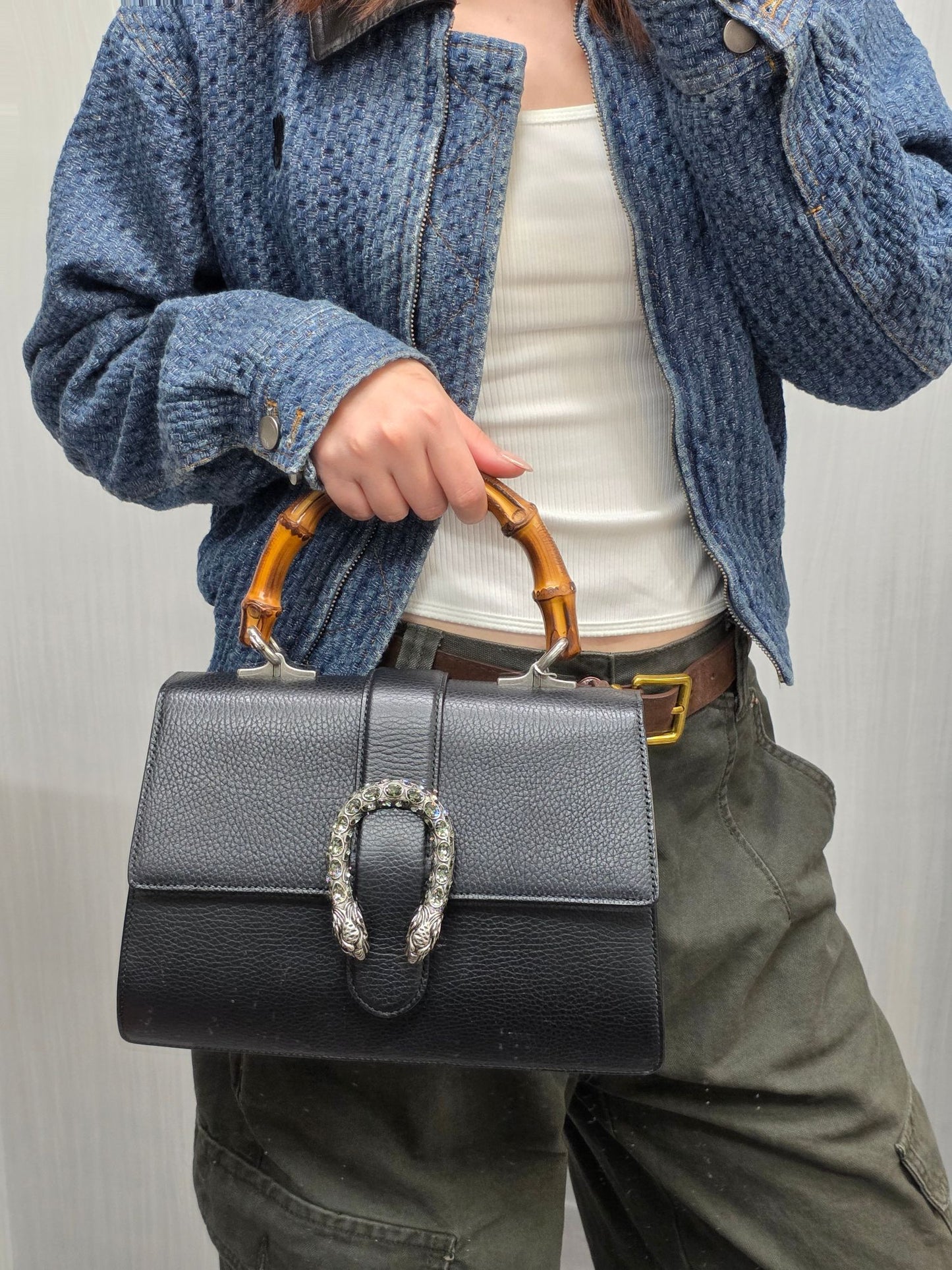 Gucci Dionysus Leather Bamboo Top Handle Bag (Pre-Owned)