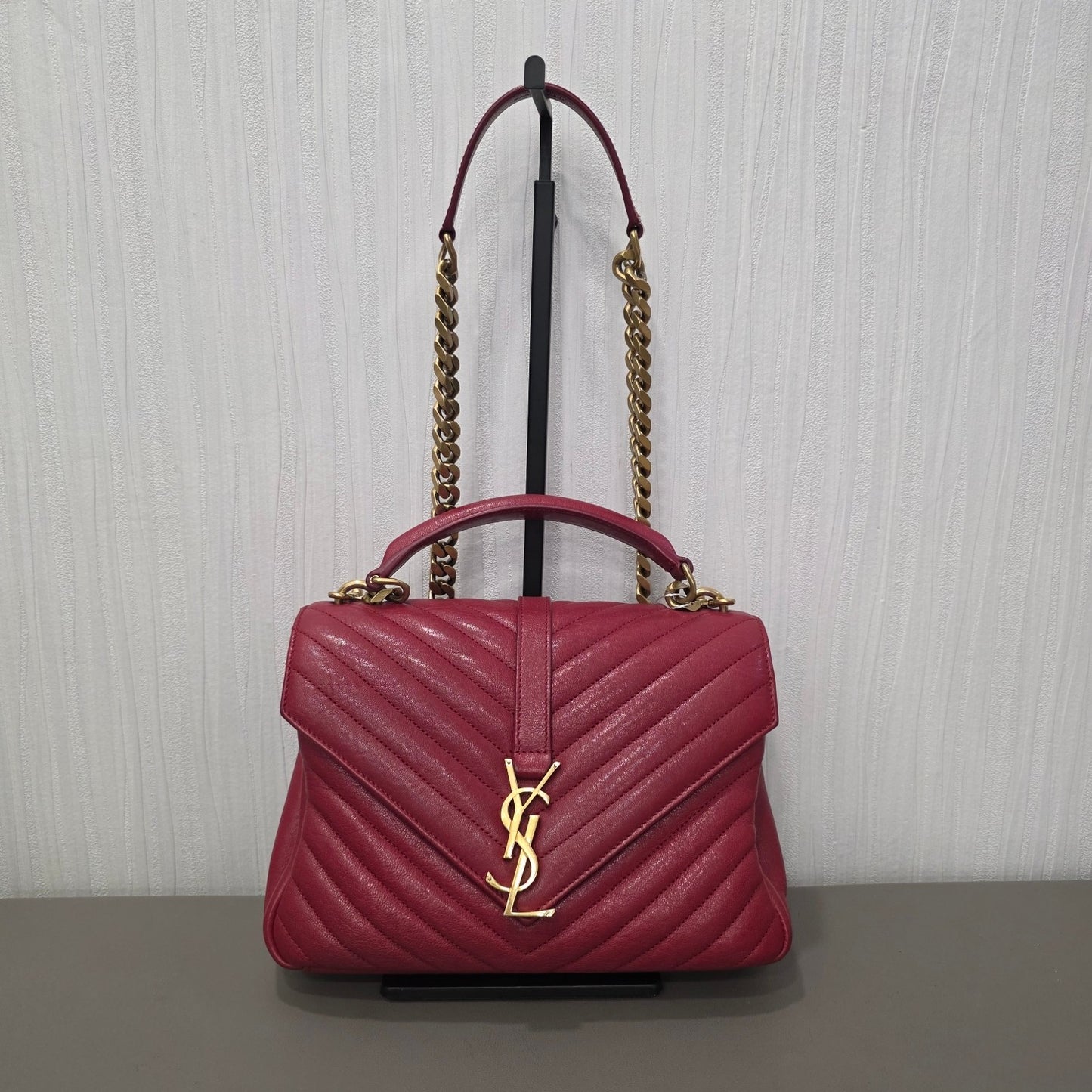 Saint Laurent College Matelassé Leather Top Handle Bag (Pre-Owned)