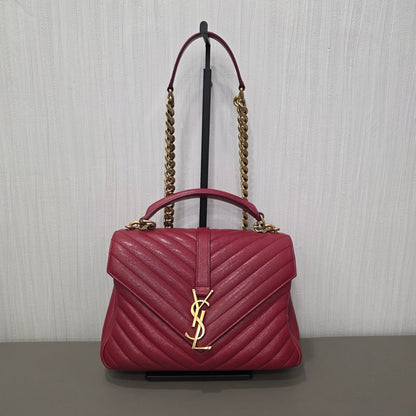 Saint Laurent College Matelassé Leather Top Handle Bag (Pre-Owned)