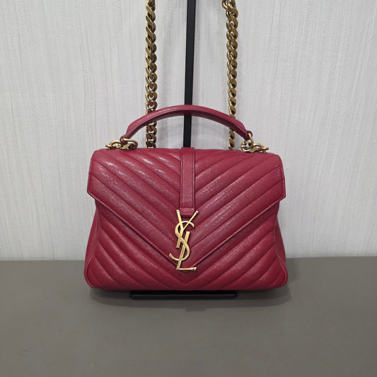 Saint Laurent College Matelassé Leather Top Handle Bag (Pre-Owned)