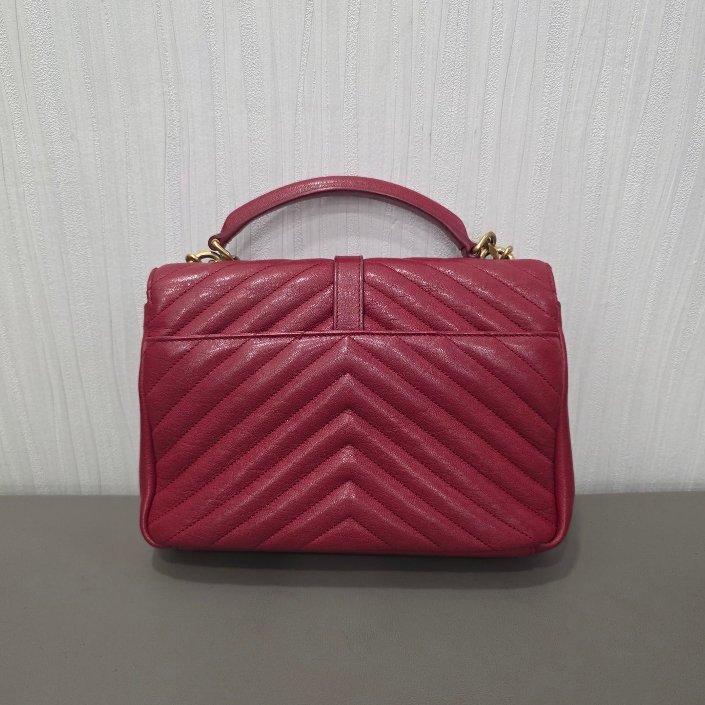 Saint Laurent College Matelassé Leather Top Handle Bag (Pre-Owned)