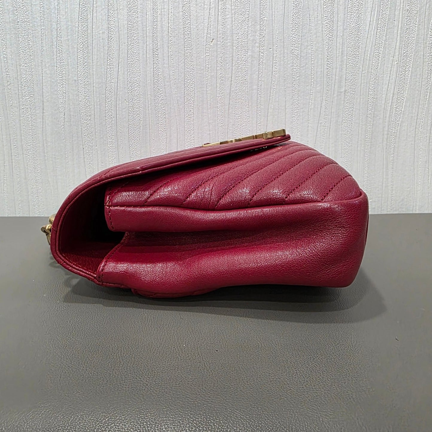 Saint Laurent College Matelassé Leather Top Handle Bag (Pre-Owned)