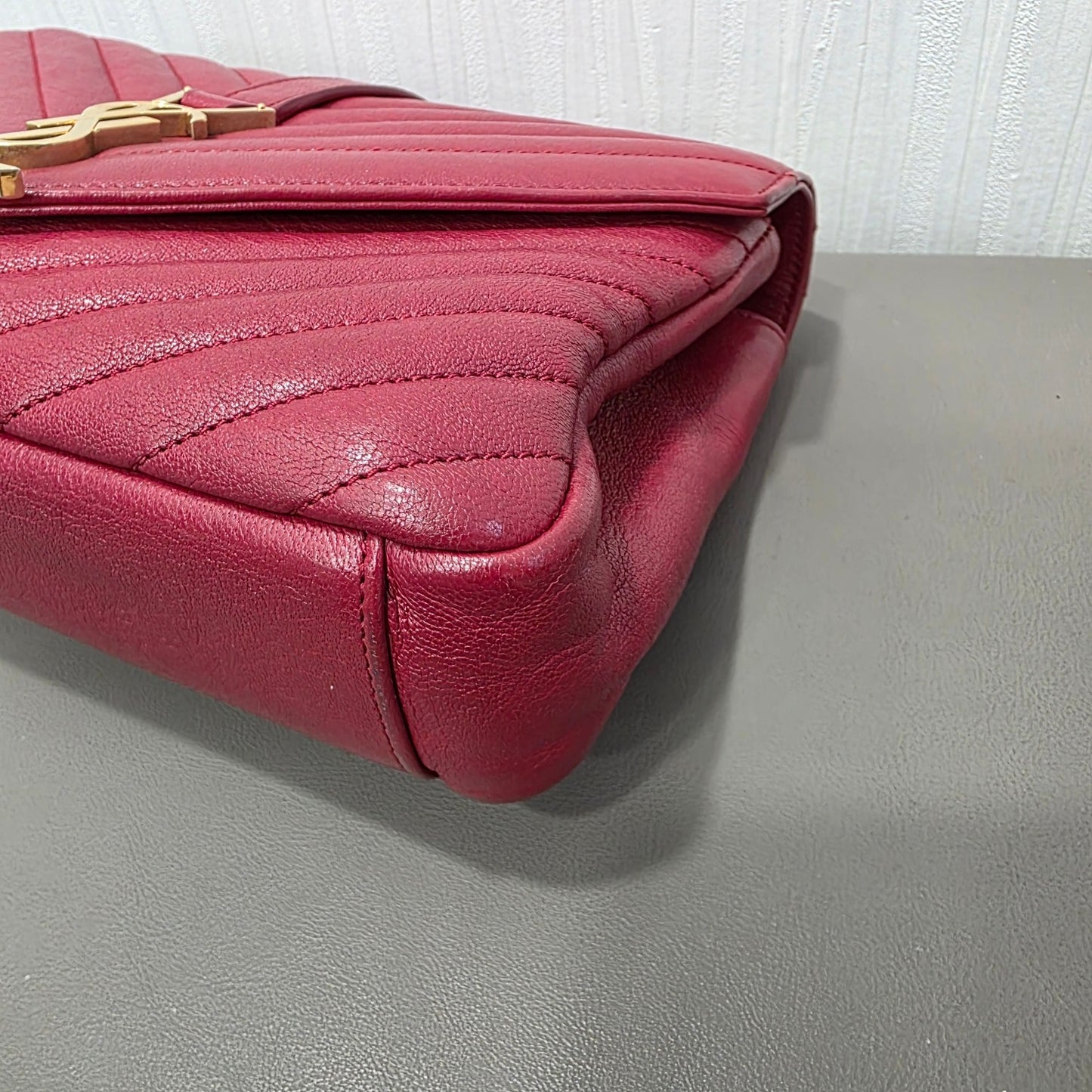 Saint Laurent College Matelassé Leather Top Handle Bag (Pre-Owned)