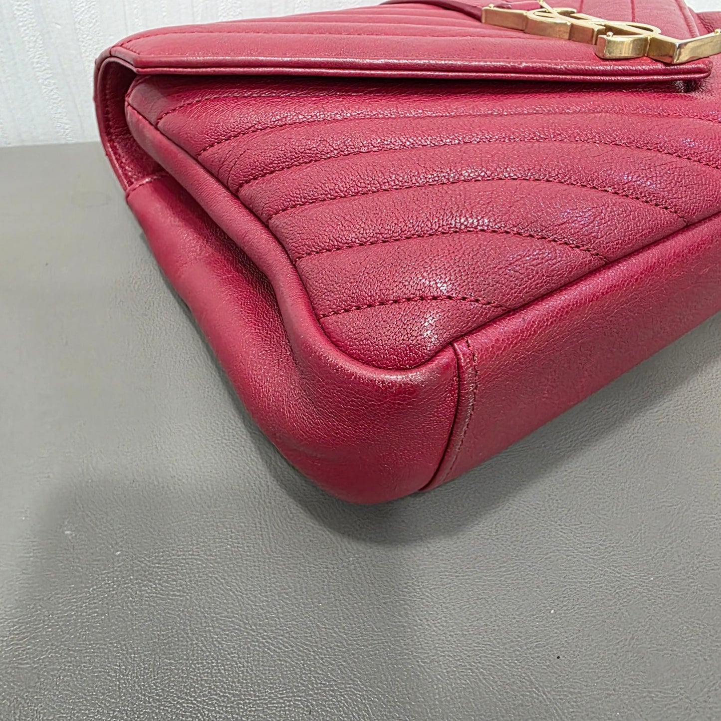 Saint Laurent College Matelassé Leather Top Handle Bag (Pre-Owned)