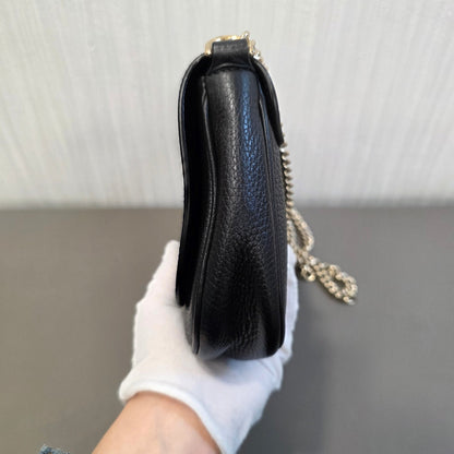 Gucci Soho Interlocking G Chain Wallet Black Leather (Pre-Owned)