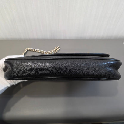 Gucci Soho Interlocking G Chain Wallet Black Leather (Pre-Owned)