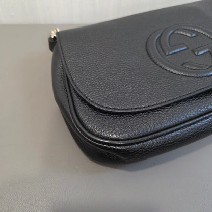 Gucci Soho Interlocking G Chain Wallet Black Leather (Pre-Owned)