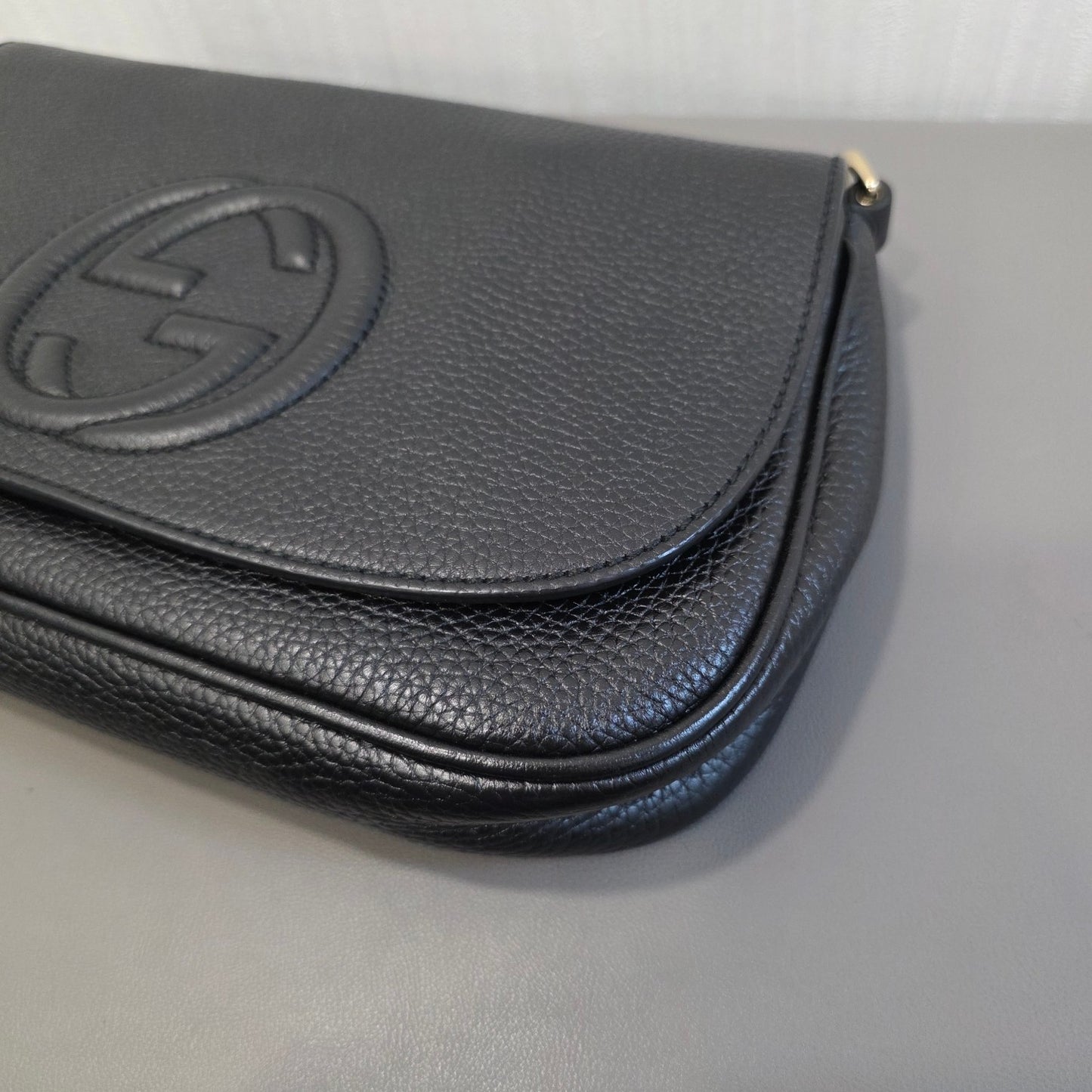 Gucci Soho Interlocking G Chain Wallet Black Leather (Pre-Owned)
