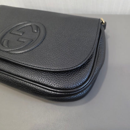 Gucci Soho Interlocking G Chain Wallet Black Leather (Pre-Owned)