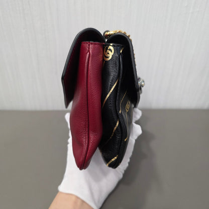 Gucci Rajah GG Stripe Leather Shoulder Bag (Pre-Owned)