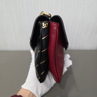 Gucci Rajah GG Stripe Leather Shoulder Bag (Pre-Owned)