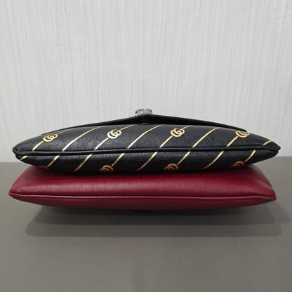 Gucci Rajah GG Stripe Leather Shoulder Bag (Pre-Owned)