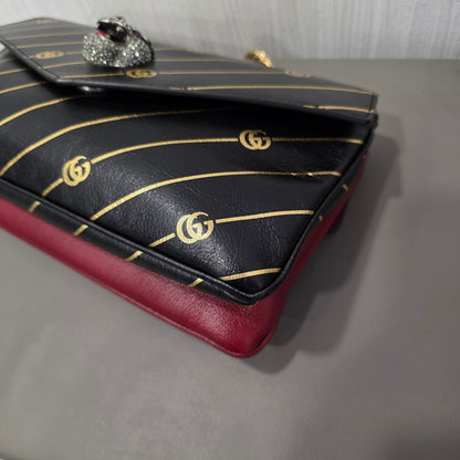 Gucci Rajah GG Stripe Leather Shoulder Bag (Pre-Owned)