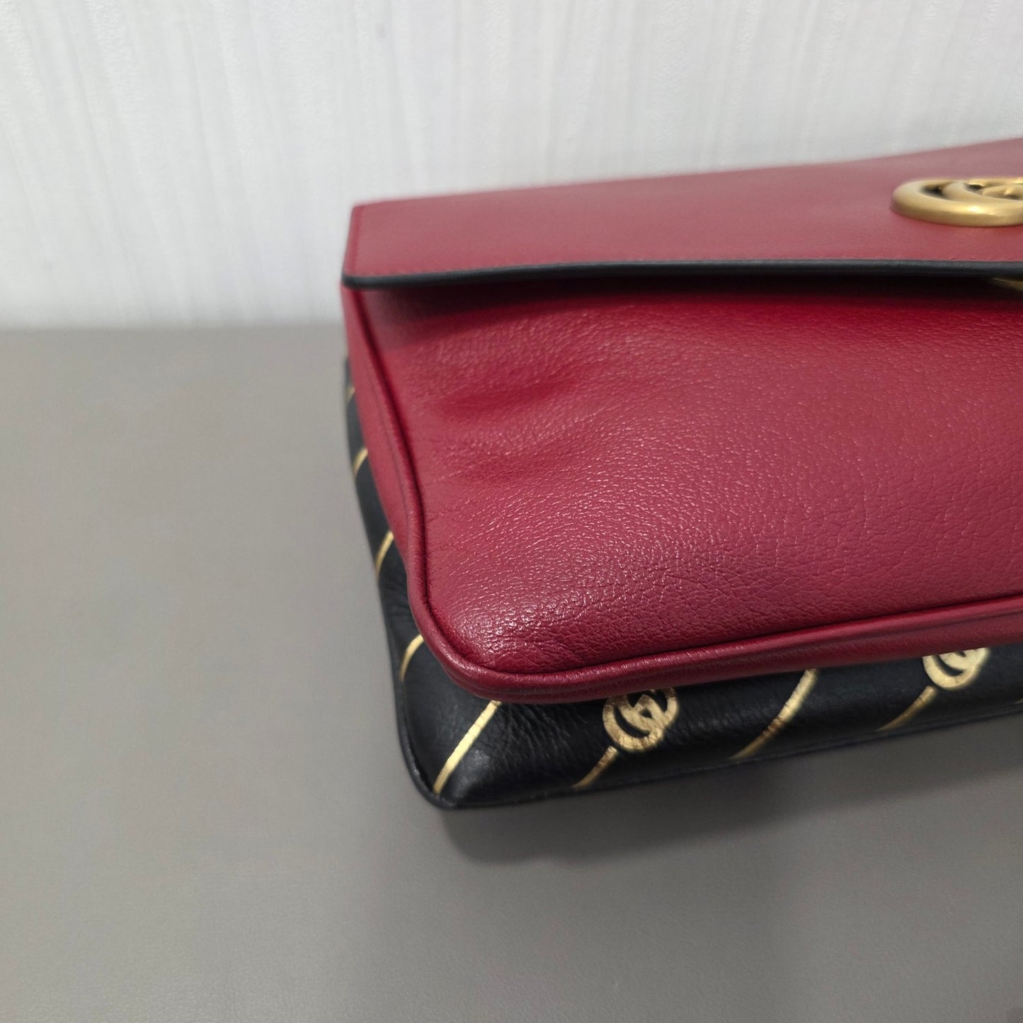 Gucci Rajah GG Stripe Leather Shoulder Bag (Pre-Owned)