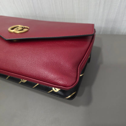 Gucci Rajah GG Stripe Leather Shoulder Bag (Pre-Owned)