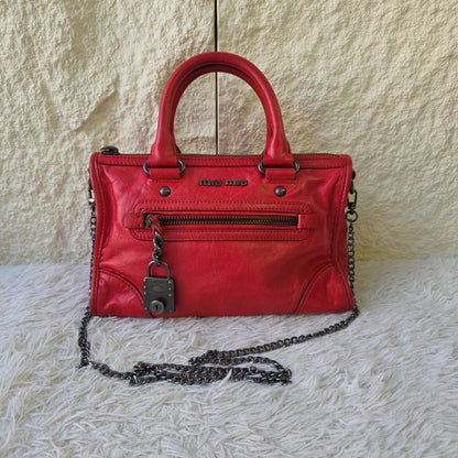 Miu Miu Vitello Lux Padlock Satchel (Pre-Owned)
