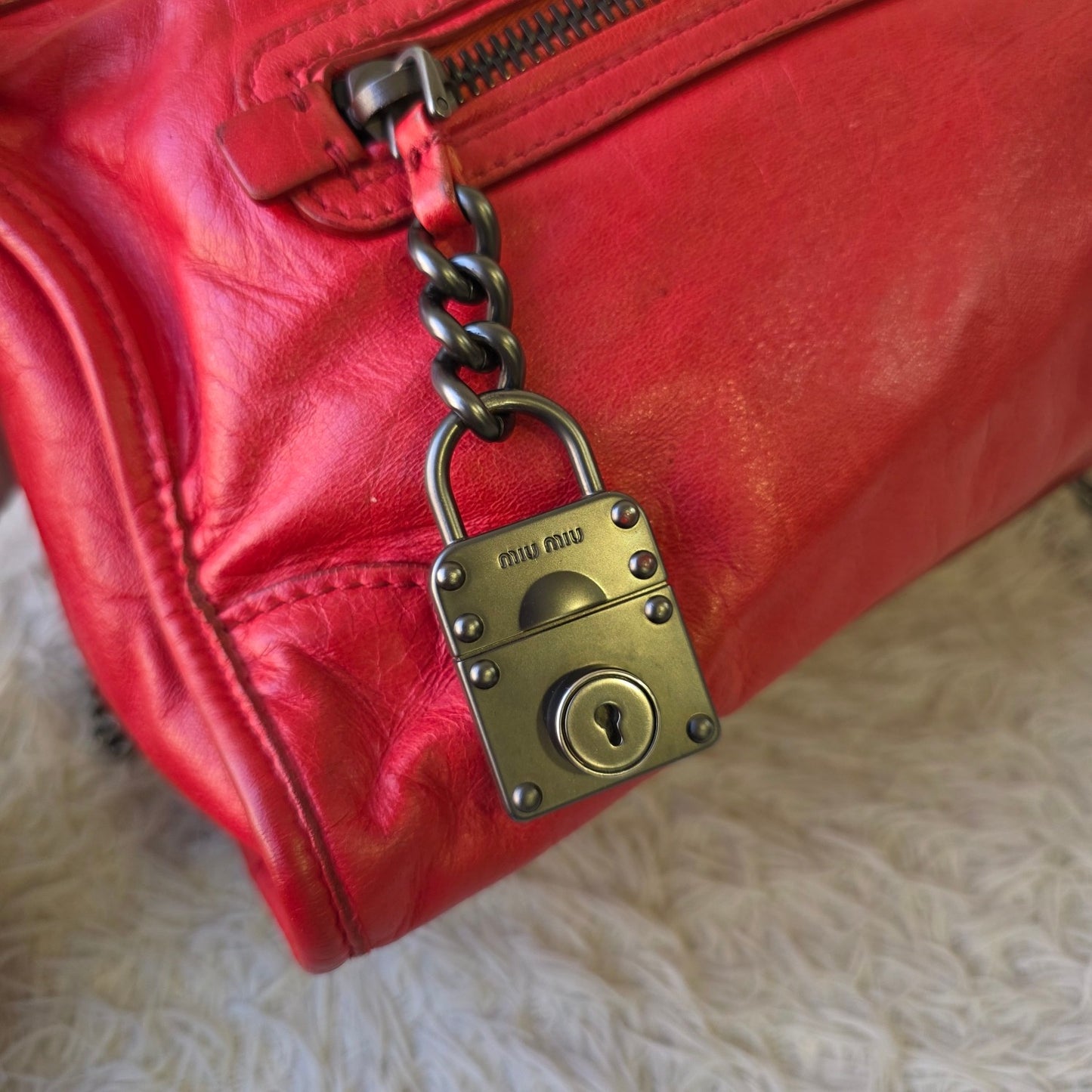 Miu Miu Vitello Lux Padlock Satchel (Pre-Owned)