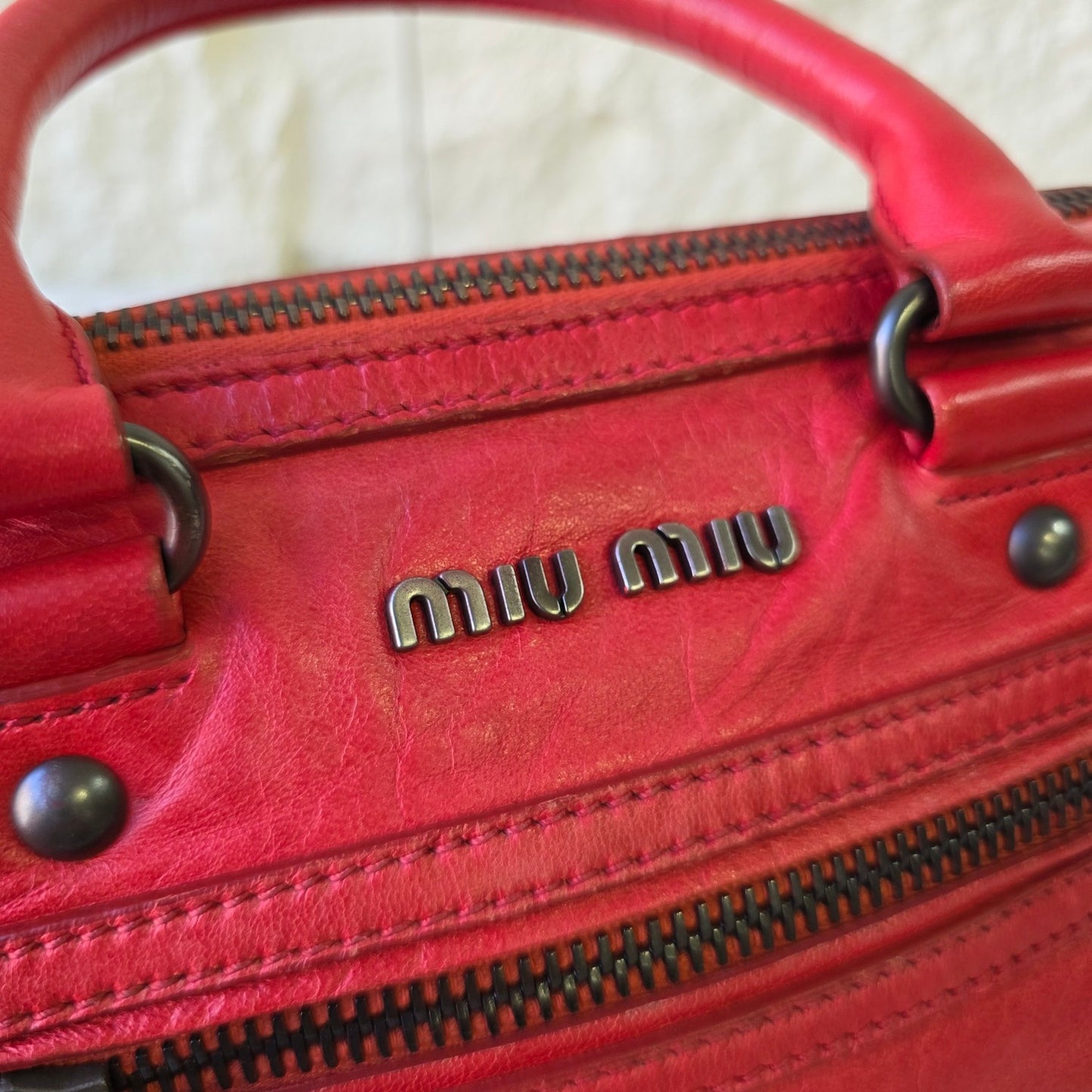 Miu Miu Vitello Lux Padlock Satchel (Pre-Owned)