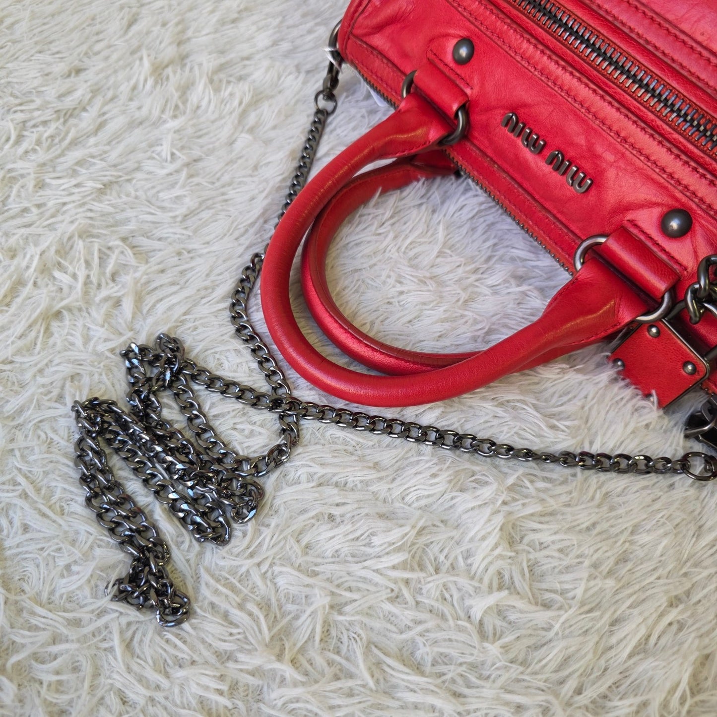 Miu Miu Vitello Lux Padlock Satchel (Pre-Owned)