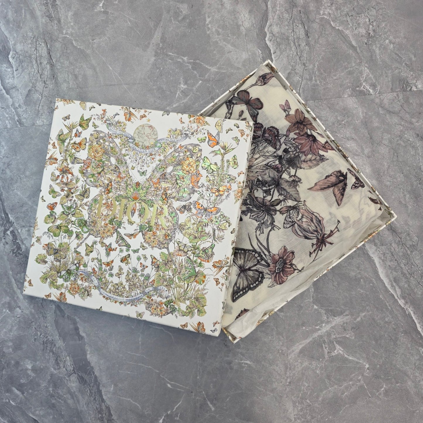 Christian Dior Botanical Butterfly Silk Scarf (Pre-Owned)