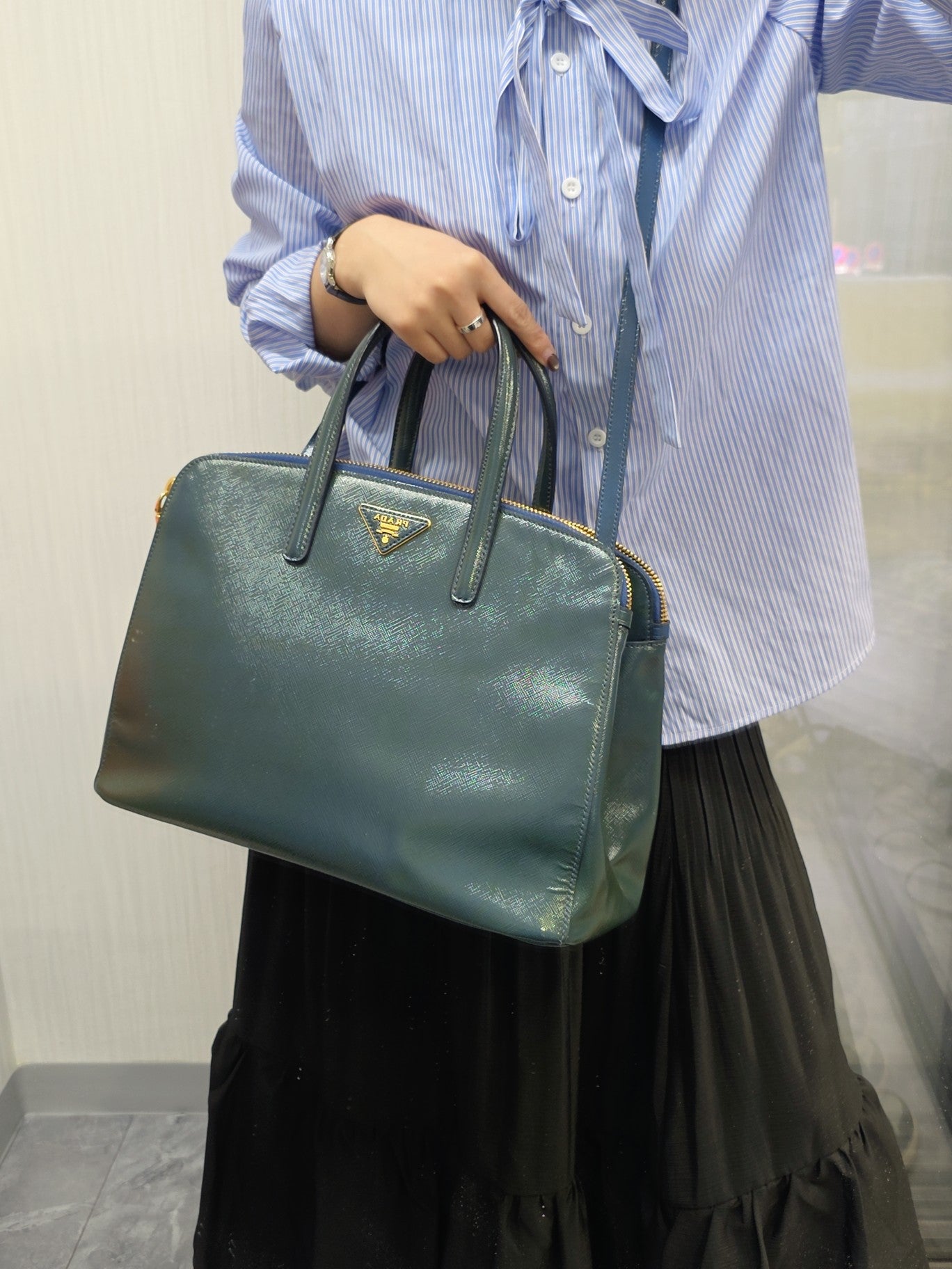 Prada Saffiano Leather Top Handle Bag (Pre-Owned)