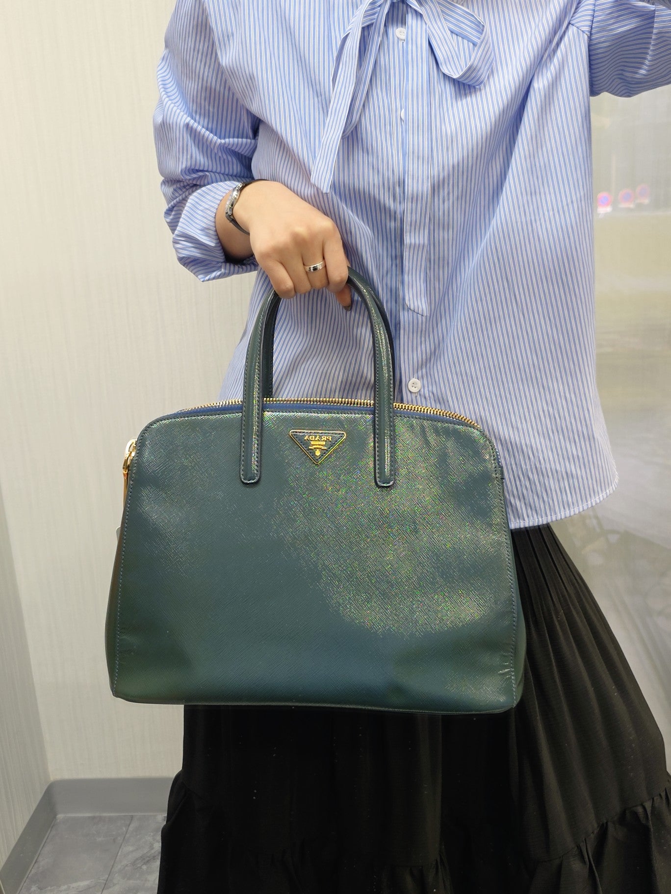 Prada Saffiano Leather Top Handle Bag (Pre-Owned)