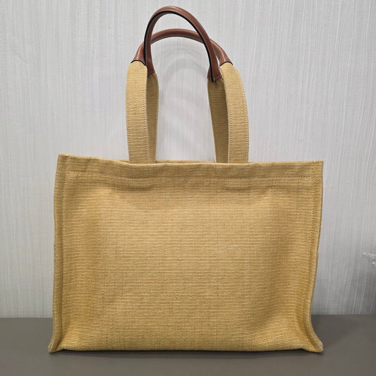 Celine Triomphe Raffia Cabas Tote Bag (Pre-Owned)