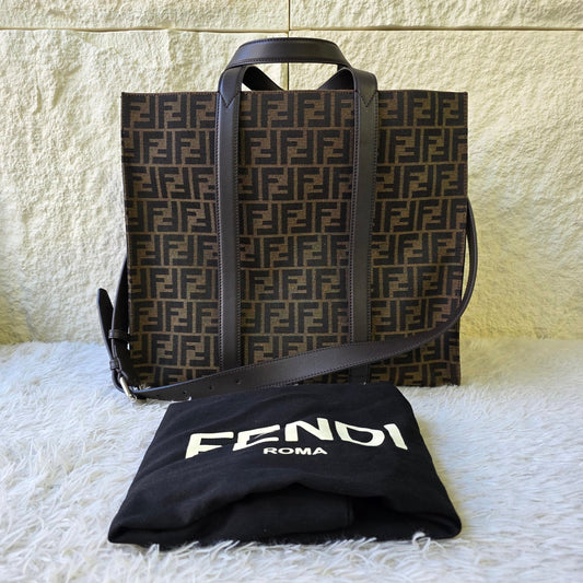 Fendi FF Logo Canvas Tote Bag (Pre-Owned)