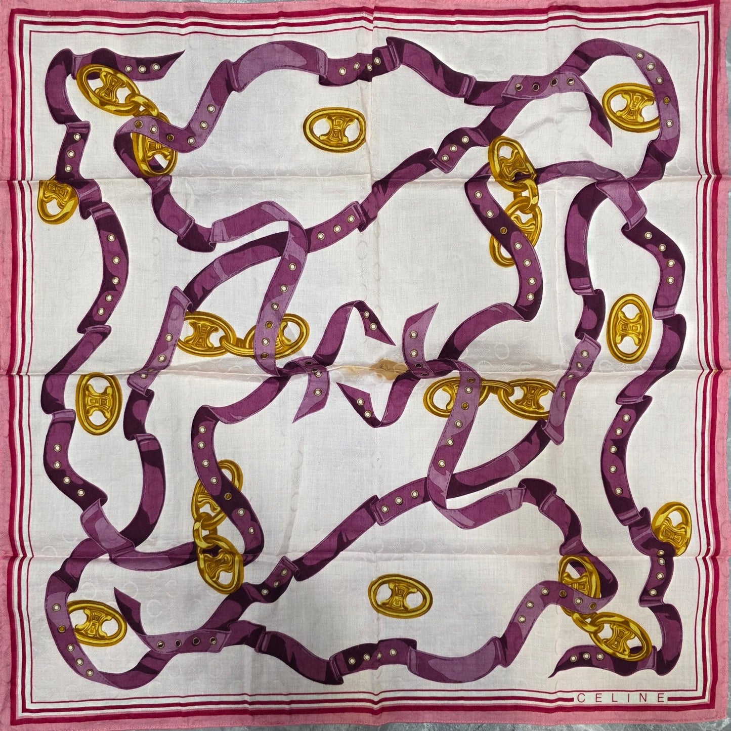 Celine Chain & Ribbon Print Scarf (Pre-Owned)