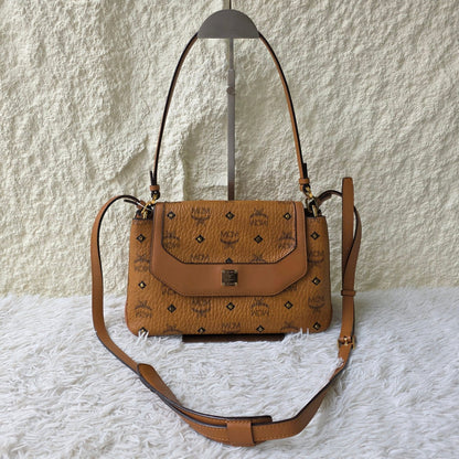 MCM Visetos Leather Shoulder Crossbody Bag (Pre-Owned)