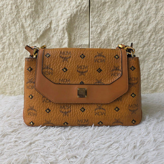 MCM Visetos Leather Shoulder Crossbody Bag (Pre-Owned)