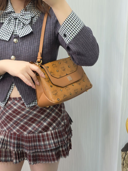 MCM Visetos Leather Shoulder Crossbody Bag (Pre-Owned)